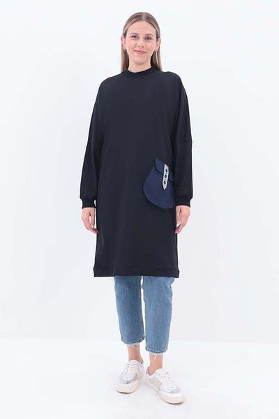 ALLDAY Navy Blue-Accessory Pocket Sweat Tunic