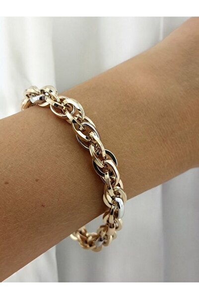 Altınbeyi ALTINBEYI 14 Ayar Altın Üç Renkli Hallow Bileklik 12.60 Gram - ABYB...