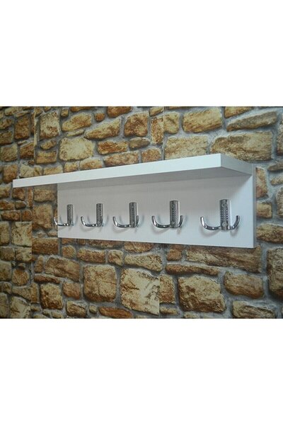 Genel Markalar İZMİR VKN Ahşap Raflı Duvar Askısı Kapı Arkası Hol Koridor Mutfak Banyo Askılığı