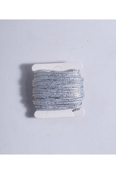 Eskişehir hobi sanat Κολιέ με ασημί κορδόνι 10 μέτρων - Κερωμένο σχέδιο 1 mm, κορδόνι βραχιόλι