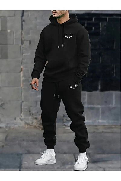 Sezon tekstil Σετ αθλητικής φόρμας Unisex με κουκούλα με στάμπα DEER HORNS