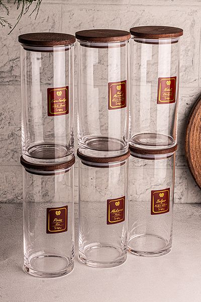 Snippy Glass Jumbo Storage Set with 6 Labels - 1150 ml Spice Rack Set