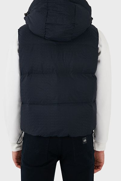 Emporio Armani Jacquard Regular Fit Detachable Hooded Puffer Vest Men