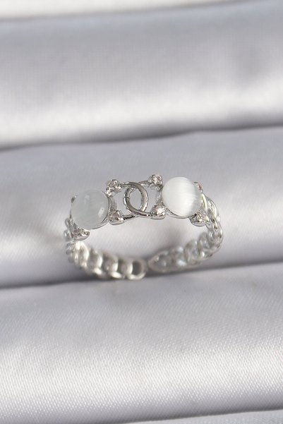 Acousticworld Brass Silver Color Adjustable Zircon Stone White Enamel Combine...