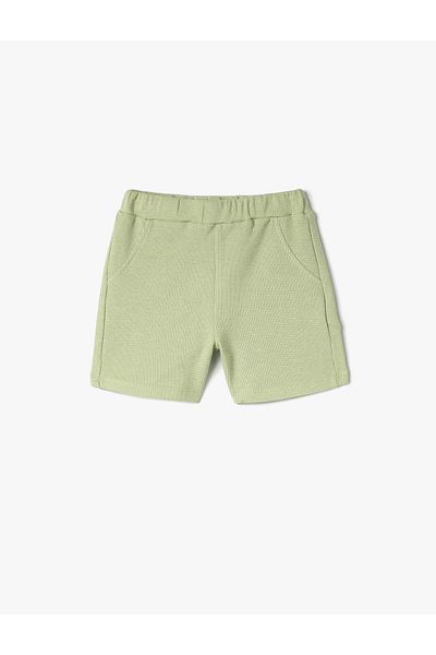 Koton Textured Shorts - Pockets and Elastic Waist