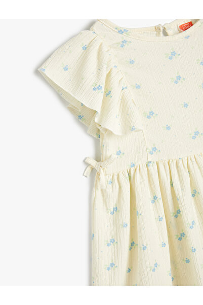 Koton Çiçekli Elbise Kolsuz Fırfırlı Dokulu
