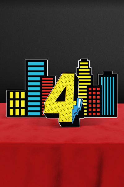 Hey Parti Superhero Themed 3-Piece 4-Year-Old Table Decoration