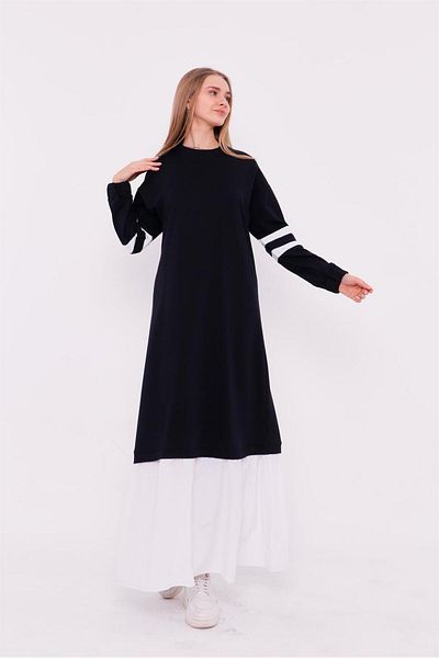 Bwest Gupse Sleeve Stripe Skirt Detail Sports Dress - 71079.015 - Navy