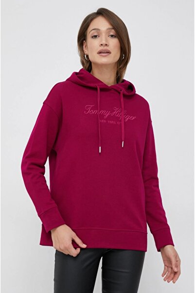 Tommy Hilfiger ORGANİK PAMUKLU RELAXED KESİM NAKILŞI LOGO KAPÜŞONLU SWEATSHİRT