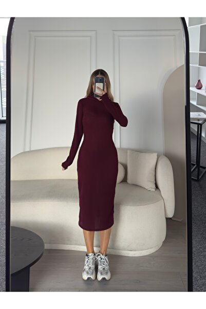 Moda Hour Mh Kapüşonlu Mavi Midi Elbise