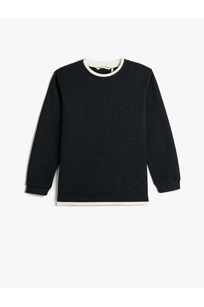 Koton Basic Sweatshirt Crew Neck Long Sleeve Soft Textured Ribbed