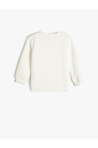 Koton Basic Sweatshirt Long Sleeve Crew Neck Textured with Heart Detail