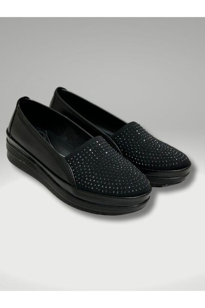 MCASERING Ortopedik Günlük Kadın Babet Siyah Anne Ayakkabısı Rahat Hafif Taba...