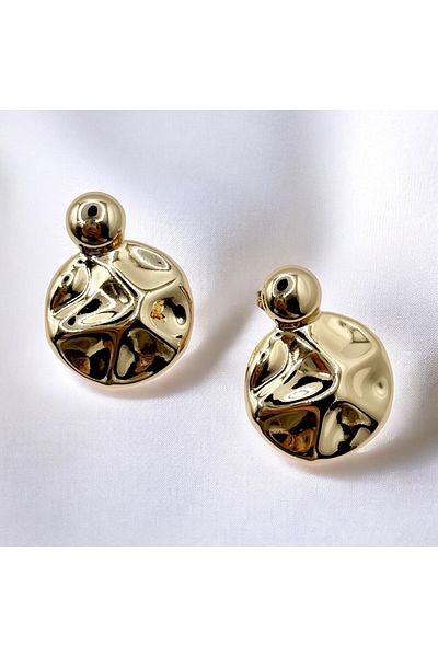 Swan Jewelry Gold Color Steel Round Big Steel Earrings