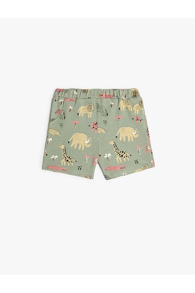 Koton Shorts Elastic Waist Pocket Textured Cotton