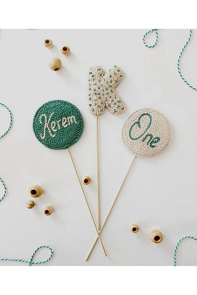 AFRALYAHOME Punch Silvery Number Age and Name Embroidered Cake Ornament Cake Decor - Birthday Ornament
