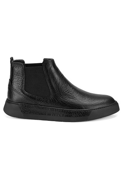 Desa Trevin Black Men's Elastic Leather Chelsea Boots