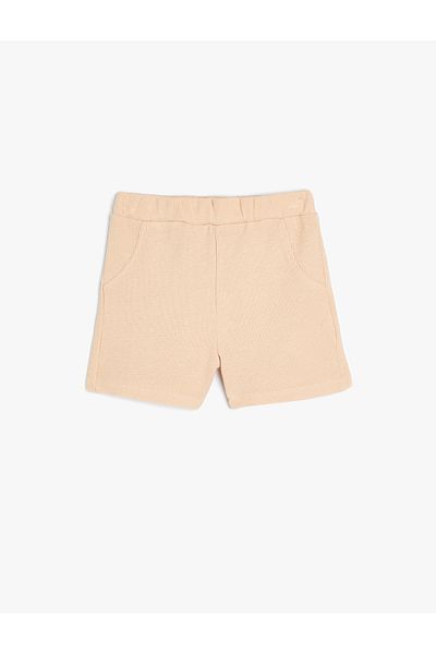 Koton Textured Shorts - Pockets and Elastic Waist