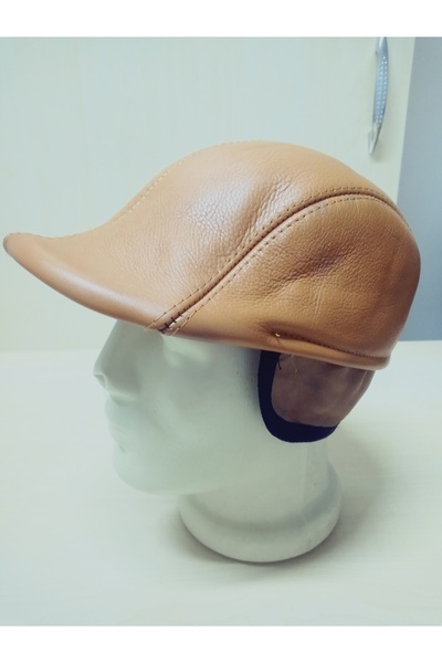 hoaryage Căciulă de rață din piele de miel autentică cu căști
