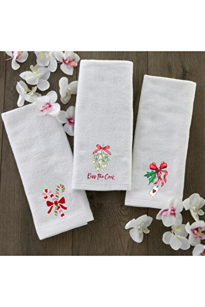 Ursa كوكينا منشفة مطرزة لعيد الميلاد ورأس السنة 3 قطع 30x50