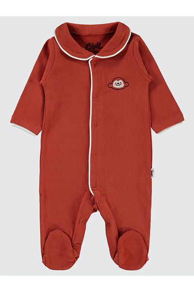 Civil Baby 1-6 Months Brick Color Baby Romper - with Booties