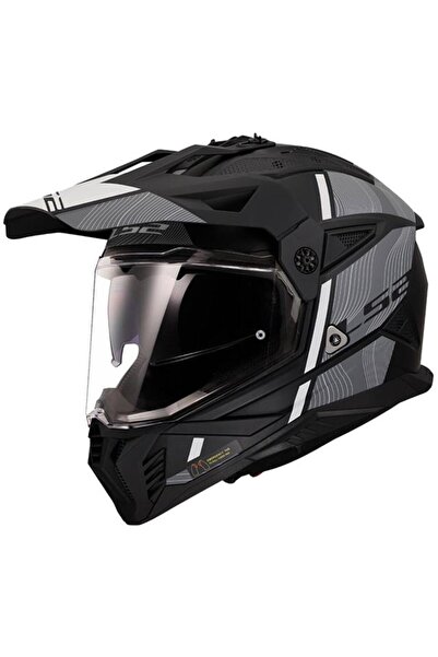 LS2 PIONEER 2 HILL KAPALI KASK MAT SİYAH-BEYAZ