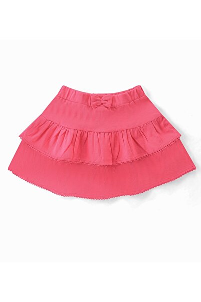 Babyhug Cotton Knit Half Sleeves Floral Print Top & Skirt Set - White & Pink