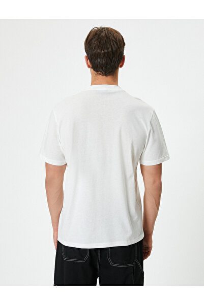 Koton Μπλουζάκι με στάμπα με σλόγκαν με κοντό μανίκι με λαιμόκοψη βαμβακερή κανονική εφαρμογή