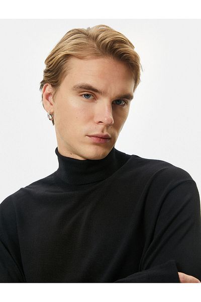 Koton Rollkragenpullover Strickpullover Basic Langarm Viskosemischung