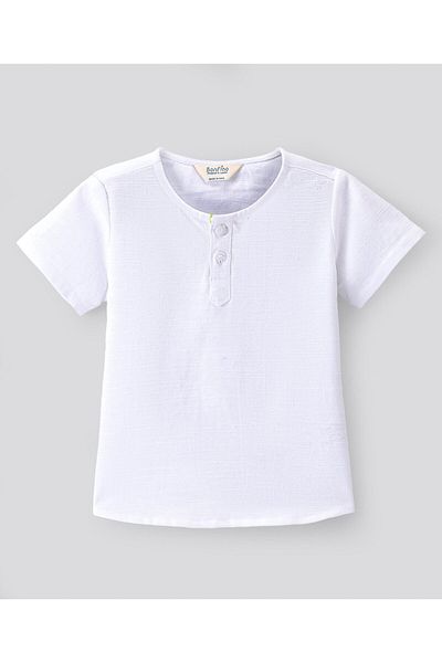 Bonfino Cotton Woven Half Sleeves Solid T-Shirt & Shorts Set - Neon Green & White