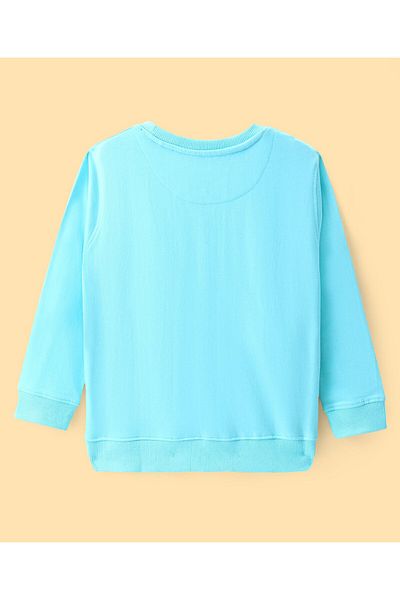 Pine kids Cotton Full Sleeves Sweatshirt Text Print - Tanager Turquoise