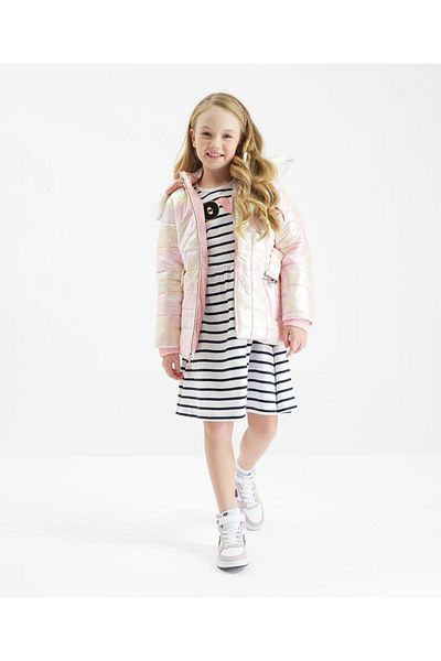 Primo Gino Full Sleeve Solid Hooded Puffer Jacket with Belt - Pink