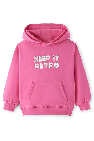 Primo Gino 100%  Cotton Full Sleeves Text Printed Drop Shoulder Hoodie with Leggings Set - Pink