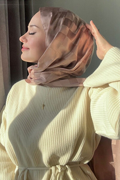 m moon scarf شال جاكار حريري بنمط الشطرنج عالي الجودة، قماش مستورد وخياطة إيط...