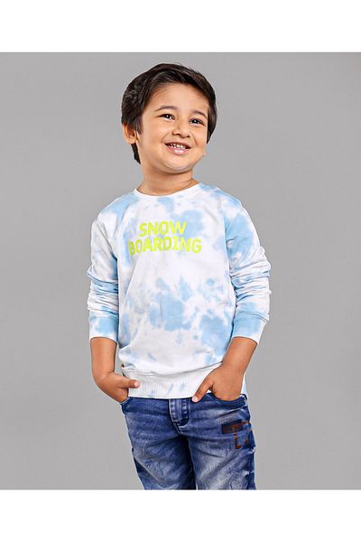 Babyhug Full Sleeves Sweatshirt Text Print - White Blue