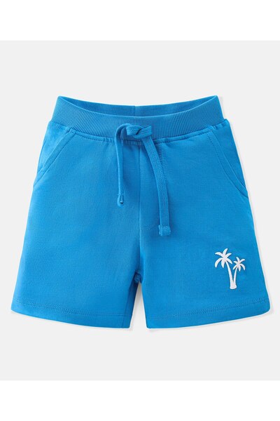 Babyhug 100% Cotton Knit Single Jersey Half Sleeves T-Shirt & Shorts Text & Striped - White & Blue