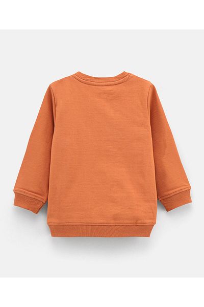 Bonfino Full Sleeves Sweatshirt Text & Panda Print - Brown