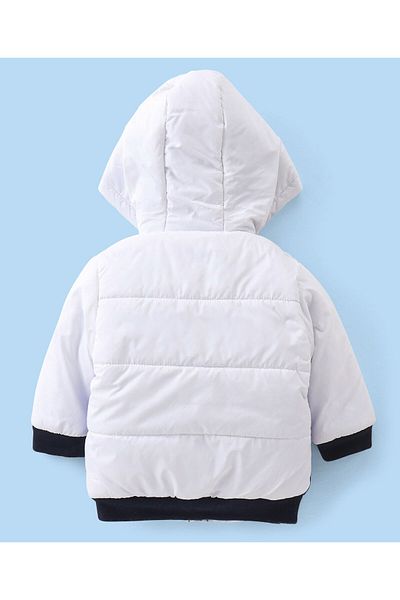 Babyhug Full Sleeves Hoodies With Color Block Design - Off White & Navy Blue