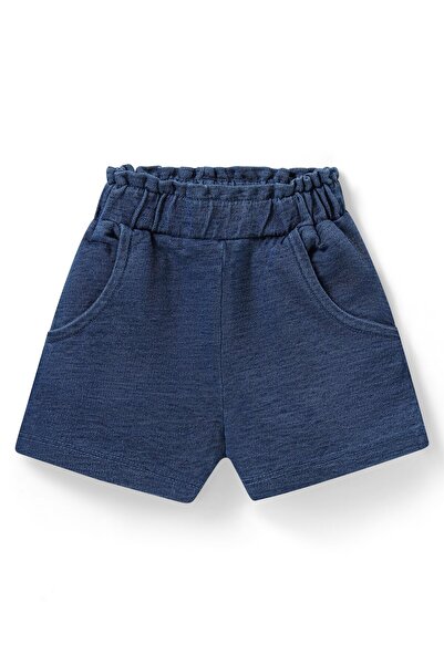 Babyhug Single Jersey Knit Frill Sleeves Top & Denim Shorts Set with Butterfly Patch - Yellow & Blue