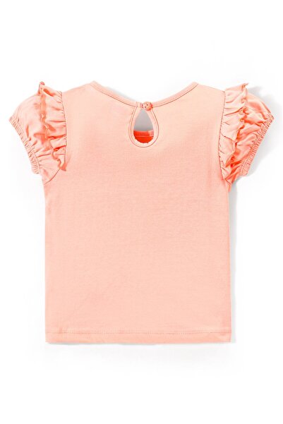 Babyhug 100% Cotton Half Sleeves Top & Skirt with Frill Detailing Zebra Print - Peach & Orange
