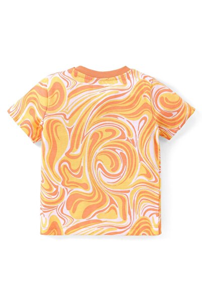 Babyhug Single Jersey Half Sleeves T-Shirt & Shorts Set Beach Themed Print - Orange