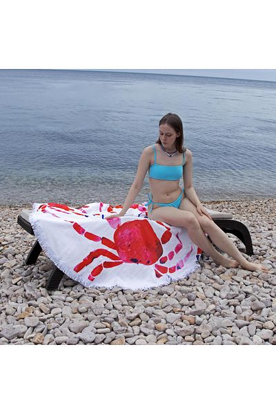 ANEMOSS Rundes Strandtuch mit Krabbenmotiv