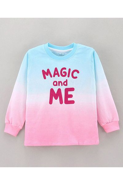 Ollington St. Ollington St. Cotton Knit Ombre Dyed  Full Sleeves Sweatshirt & Joggers/Co-ord Set Text - Multicolor