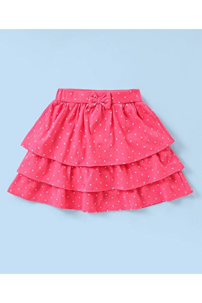 Babyhug Single Jersey Knit Frill Sleeves Top & Bow Applique Skirt Set Floral  - White & Pink