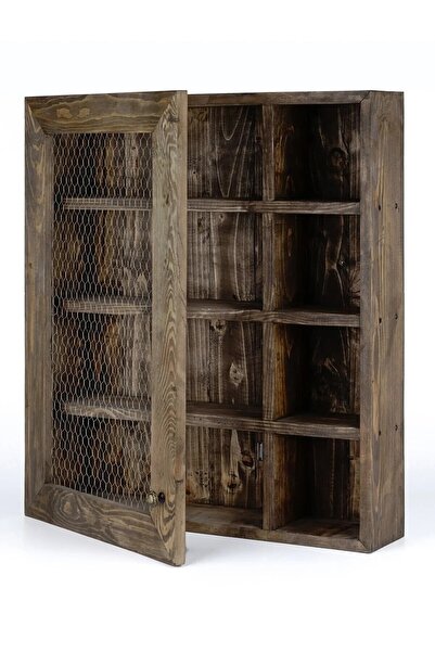 Handmade Ahşap raflı tel dolap, Baharatlık rafı, Çok amaçlı mutfak dolabı