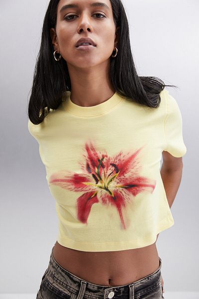 GRIMELANGE IGNACIO Damen – Gelbes Crop-T-Shirt aus 100 % Baumwolle