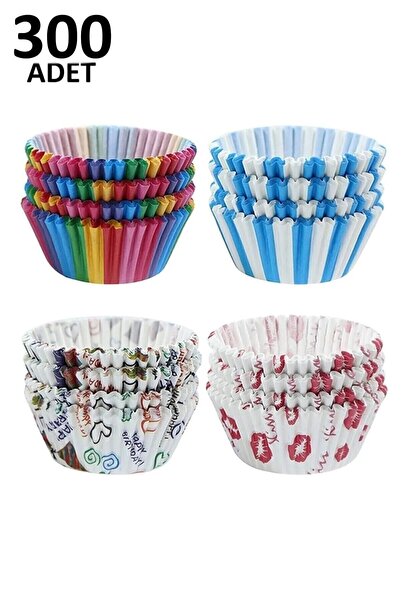 PORLİSMA 300 Adet Muffin Cupcake Kağıdı, Renkli Kağıt Muffin Kek Kalıbı