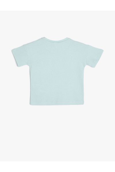 Koton T-Shirt Short Sleeve Palm Printed Crew Neck Textured Cotton