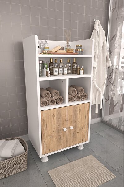 MODIVO Lia 4 Bölmeli Kapaklı Çok Amaçlı Dolap Organizer Sonomo Beyaz Banyo Do...