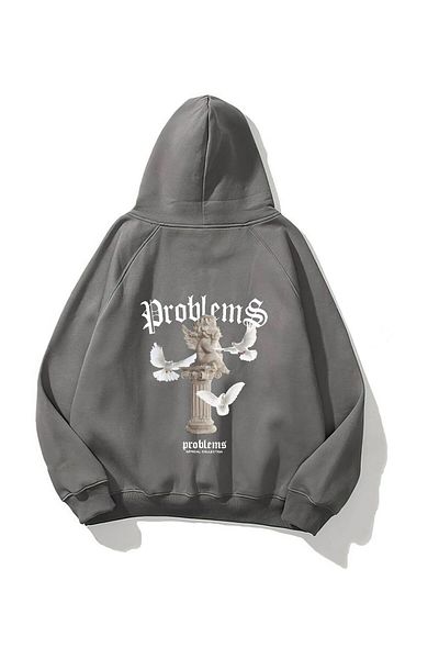 The Champ Clothing Φούτερ με κουκούλα Fleece Problems Written Sculpture Printed Smoked Unisex Hoodie φούτερ